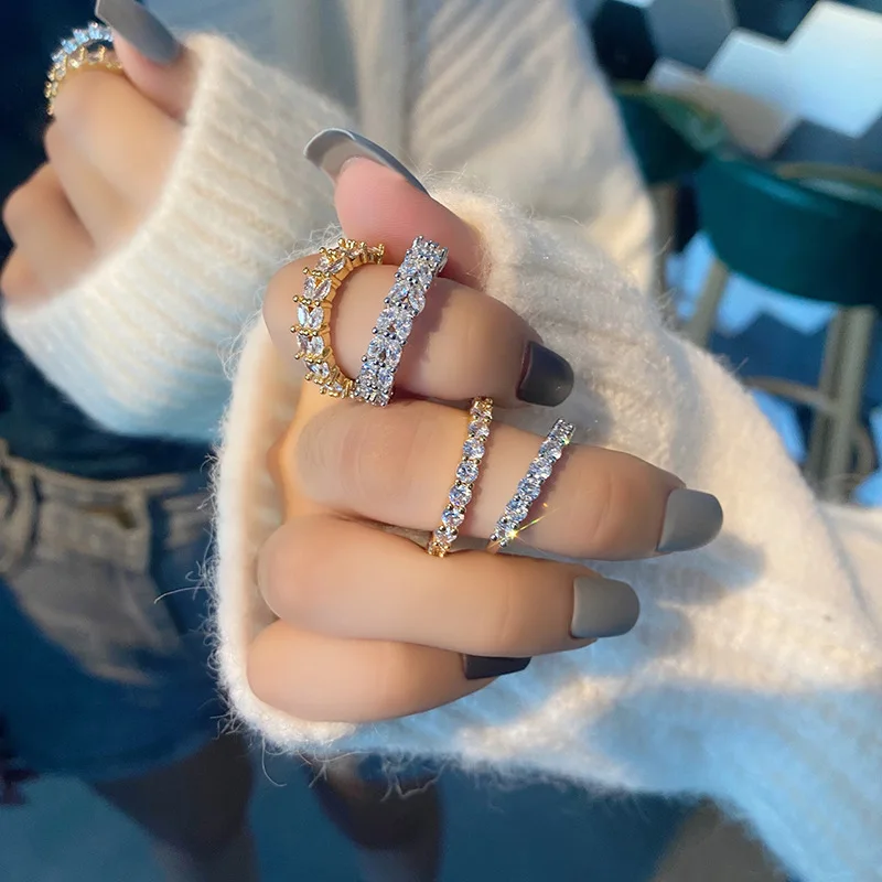 

Zircon Round Wedding Engagement Rings For Women Korean Style Love Ring Designer Jewelry 2022 Trend Gift Female Jewellery