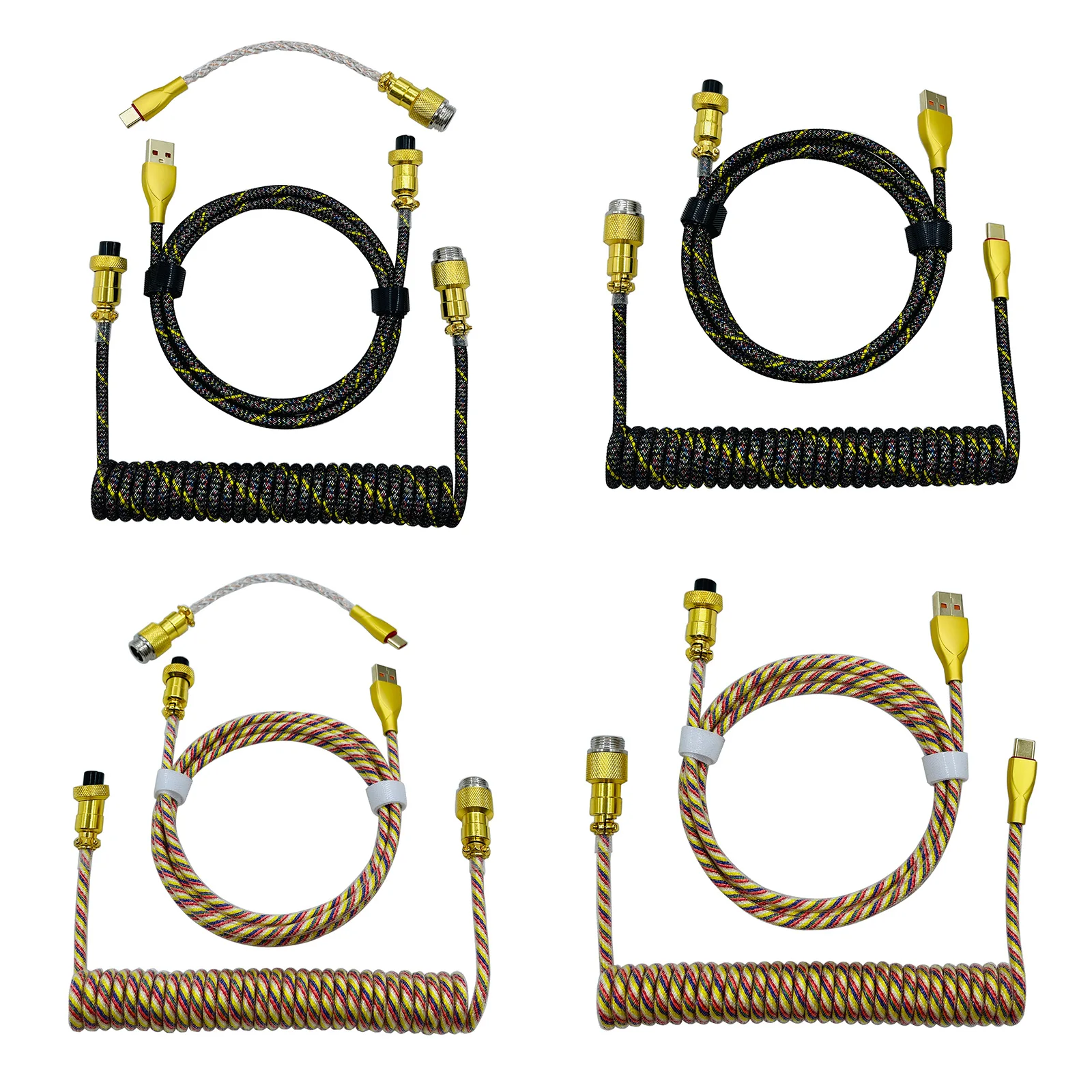 

1.8m Type C USB Cable for Keyboard Aviation Connector RGB Light Computer Keyboard Aviator Cable Spring Wire Data Cable