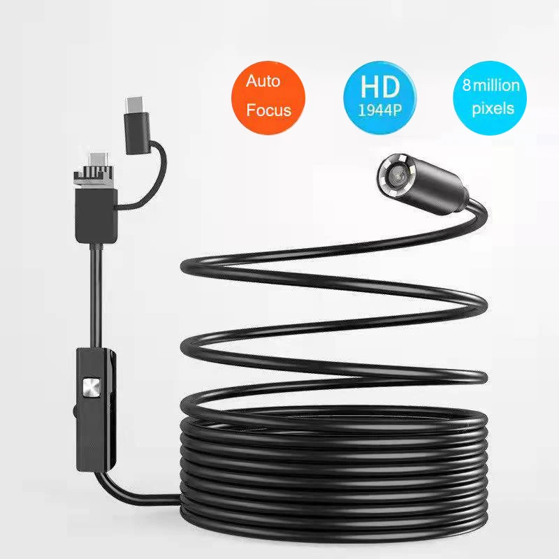 14mm Probe underwater camera 8 mega-pixel visual fishing device wire connection mobile phone tablet 6LED illuminated fish finder