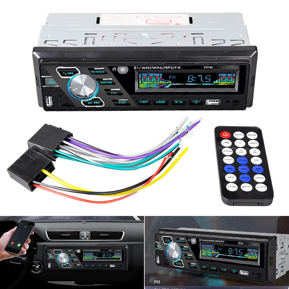 

24v Car Stereo Audio Bluetooth 1 Din Car MP3 Multimedia Player USB SD AUX MP3 FM 4 Channel Radio Player With Remote Control