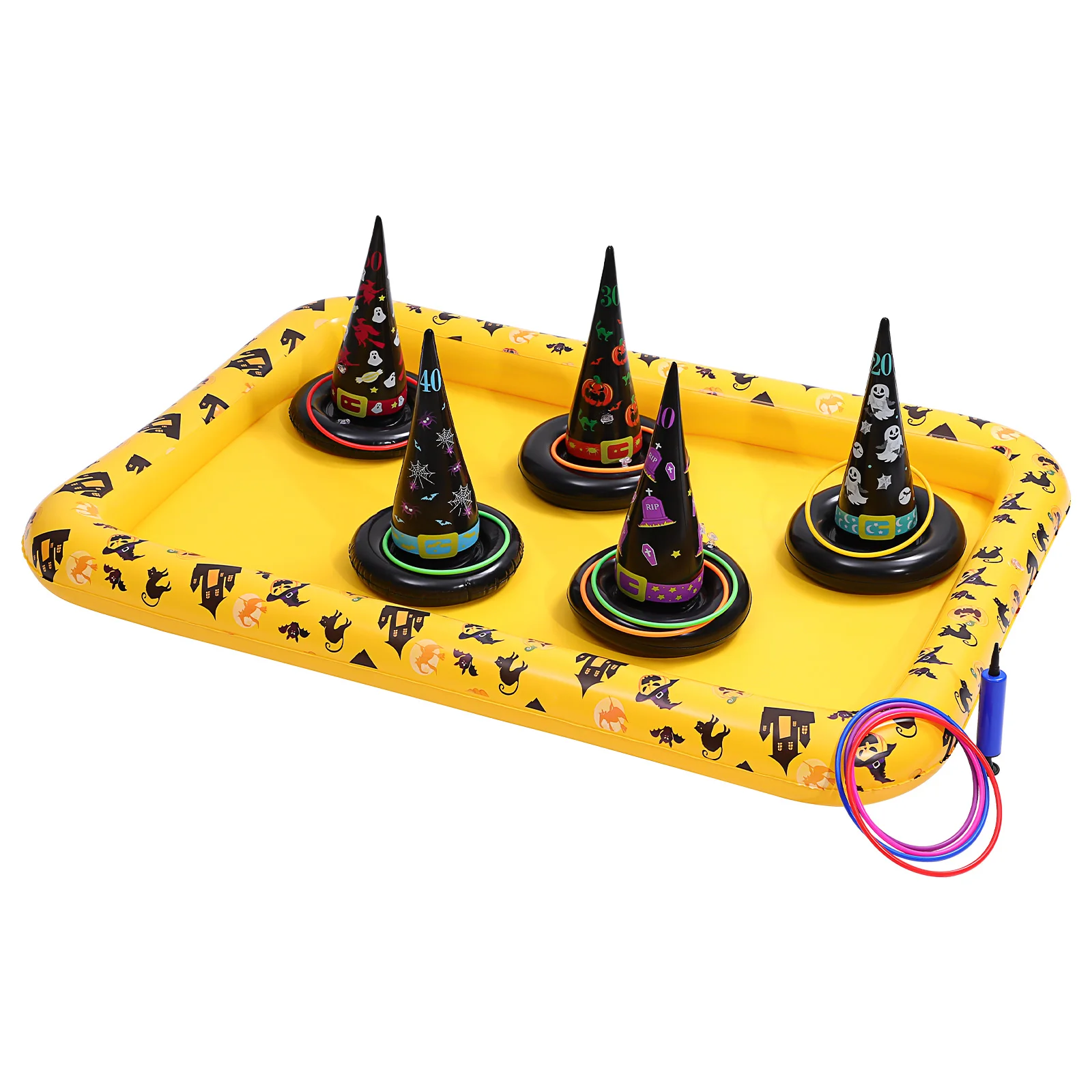 

Clispeed 5pcs Party Game Witch Hat Inflatable Ring Toss Game Party Favors for Adults Children Outdoor Indoor with Air