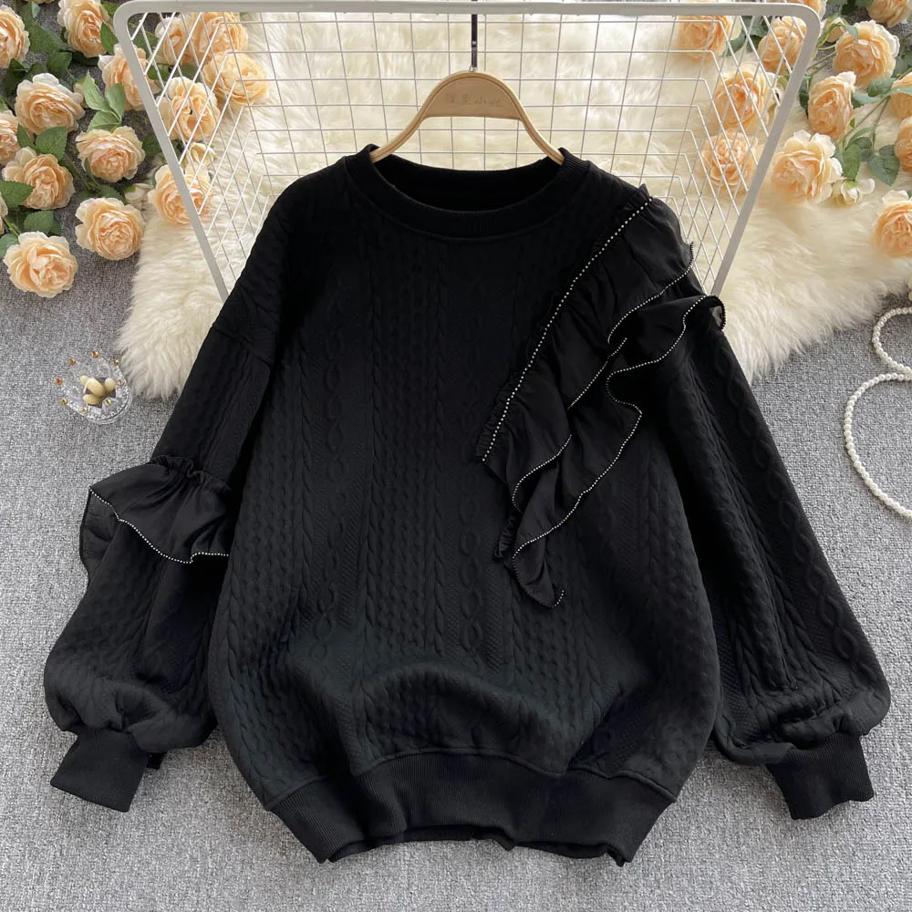 

Autumn Irregular Pullovers For Women Almighty Casual Long Sleeve O-Neck Femme Sweaters Loose Tops Chic Woman Pullover Dropship