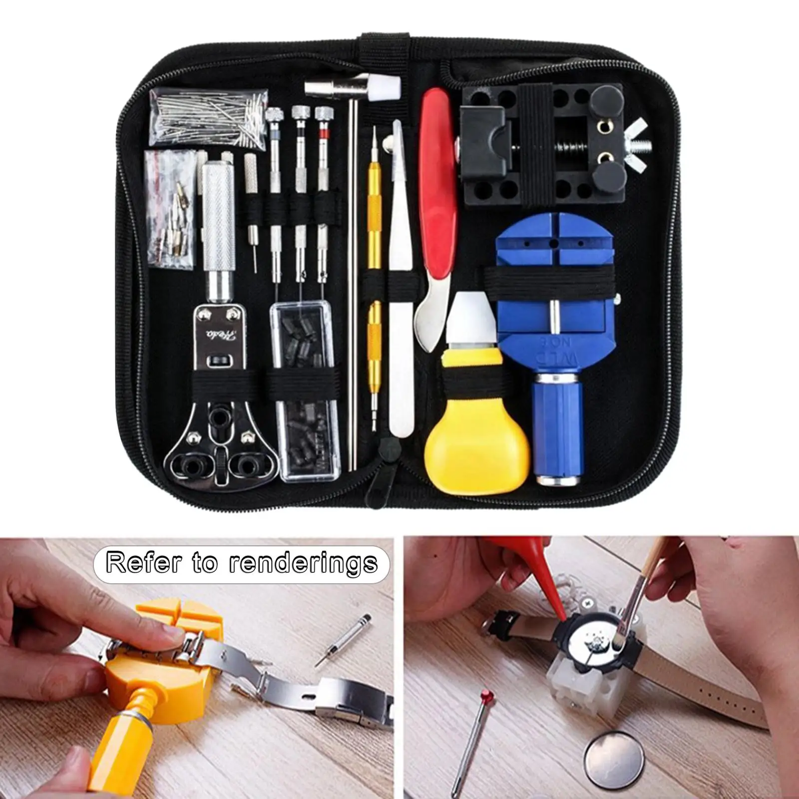 

Professional 147 Pcs Watch Repair Tool W/ Storage Bag Hammer Opener Home Use