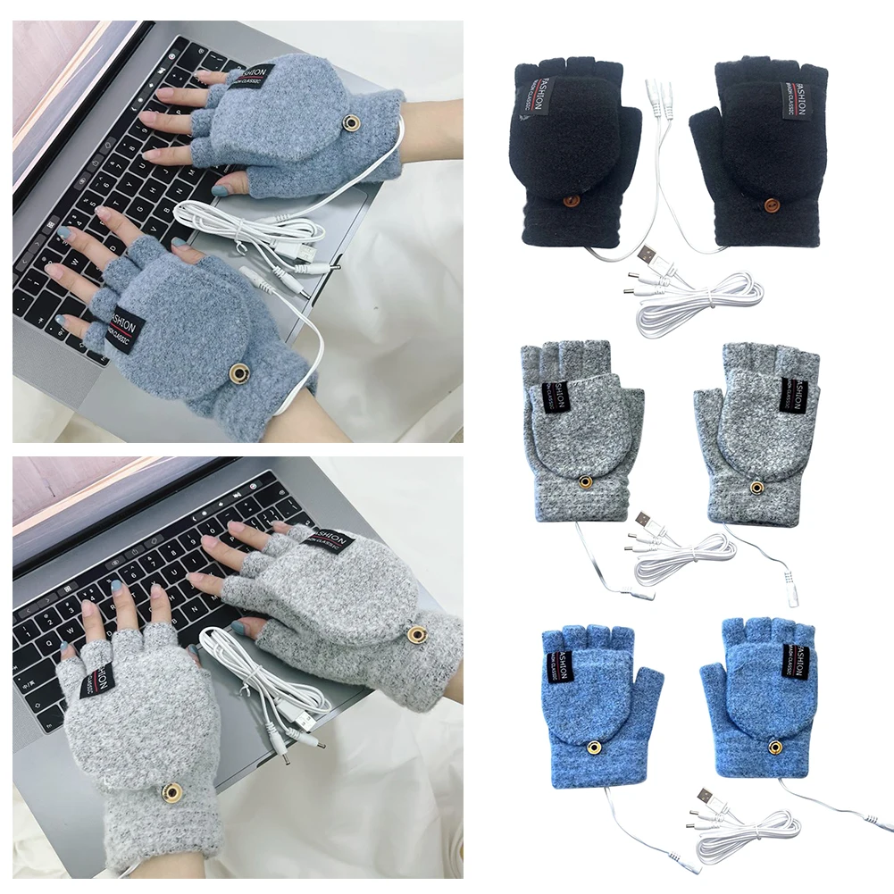 

Перчатки с электрическим подогревом и USB, вязаные варежки, зимние теплые водонепроницаемые перчатки с электрическим подогревом, перчатки с ...