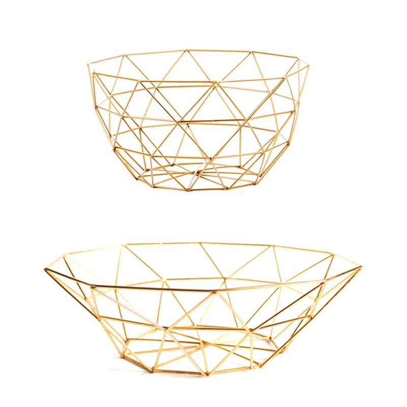 

Корзины для хранения в скандинавском стиле, золотистые металлические корзины для снэков, конфет, фруктов, органайзер, 27x13, 5x14, 5 см и 14, 5x27x8 см, ...