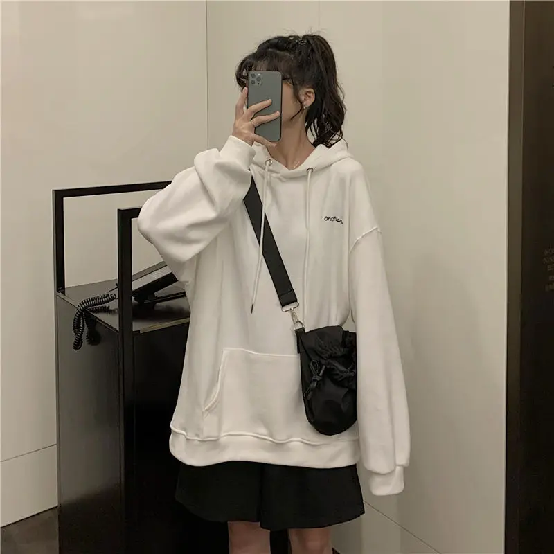 Толстовка женская оверсайз в Корейском стиле Модный тонкий базовый свитшот