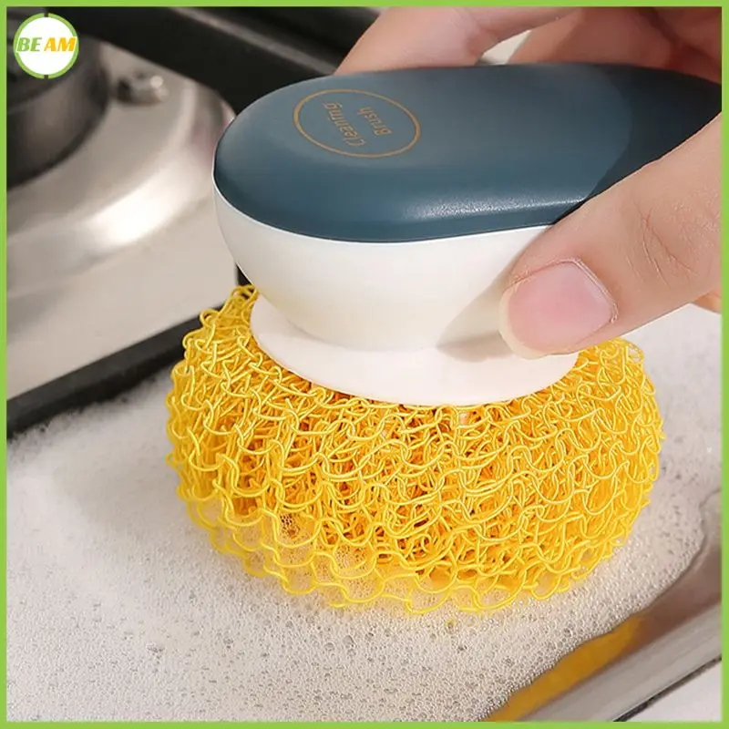 

Microfiber Nylon Nano Clean Brush Detachable Nano Clean Ball Decontamination Wash Pot Bowl Brush With Handle Kitchen Accessories