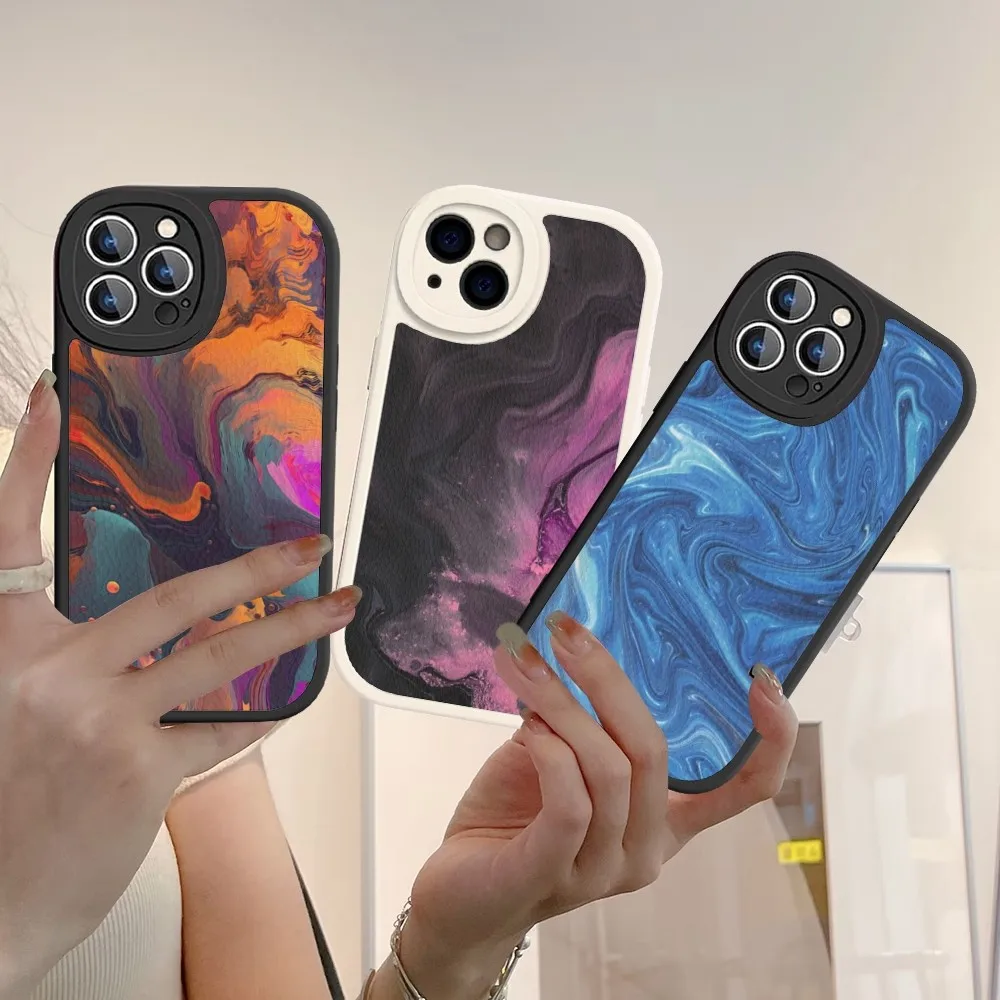 

Liquid Art Phone Case Hard Leather For iPhone 14 13 12 Mini 11 14 Pro Max Xs X Xr 7 8 Plus Fundas