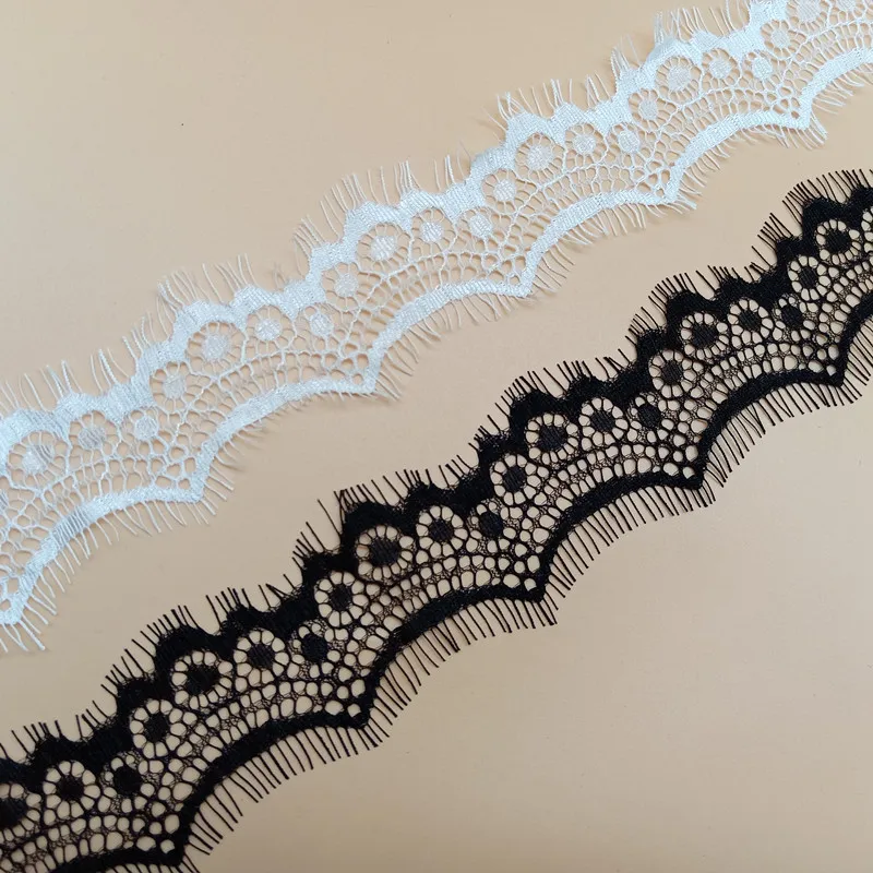 3meters Eyelash Lace for Crafts Embroidered Net Trims Ribbon Wwedding Dress Christmas Apparel Sewing Accessories Decorations 6cm