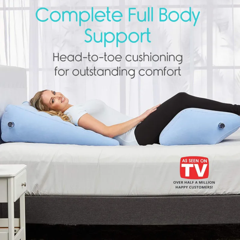 

Inflatable Leg Knee Relief Wedge Support Cushion Bed Body Pillow Gentle Plush Elevation Comfort Sleeper Triangle Mat Travel