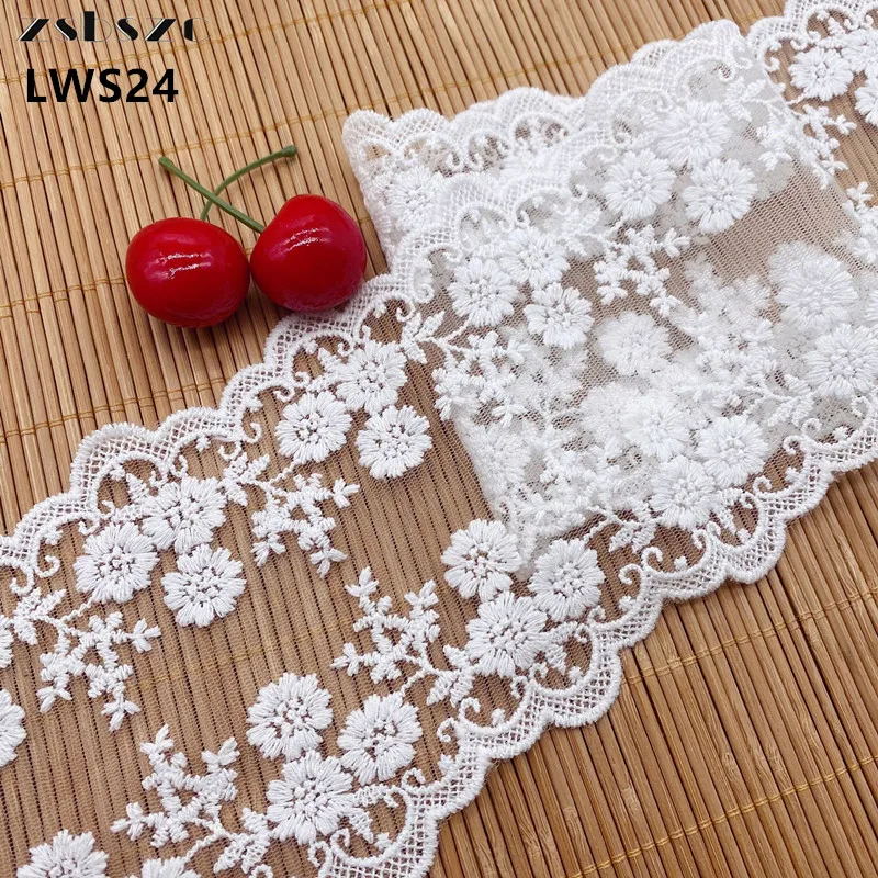 Zsbszc 11,1 см хлопковая нить Кружевная Сетка с тремя цветами вышивка Двусторонняя одежда аксессуары для домашнего свадебного платья LWS24