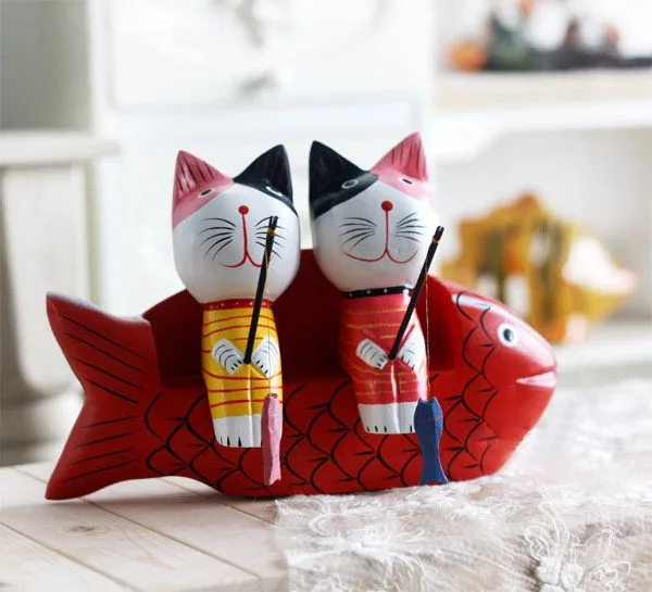 

2 шт. скандинавские деревянные парные кошки Рыбалка Кот Животное украшение для дома