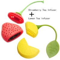 silicone strawberrylemon loose tea leaf strainer herbal spice infuser filter diffuser tea bag tea maker silicone tea infuser
