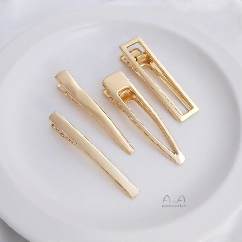 

14K Gold Filled Plated Korean duck beak clip thickened square clip a word clip DIY hand-made hairpin headdress accessories