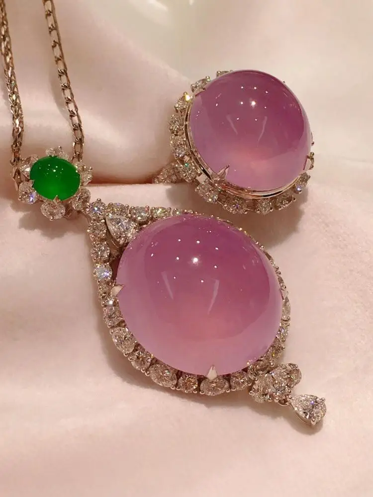 Новое кольцо с высоким льдом фиолетово-розовым халцедоном и персиком женское