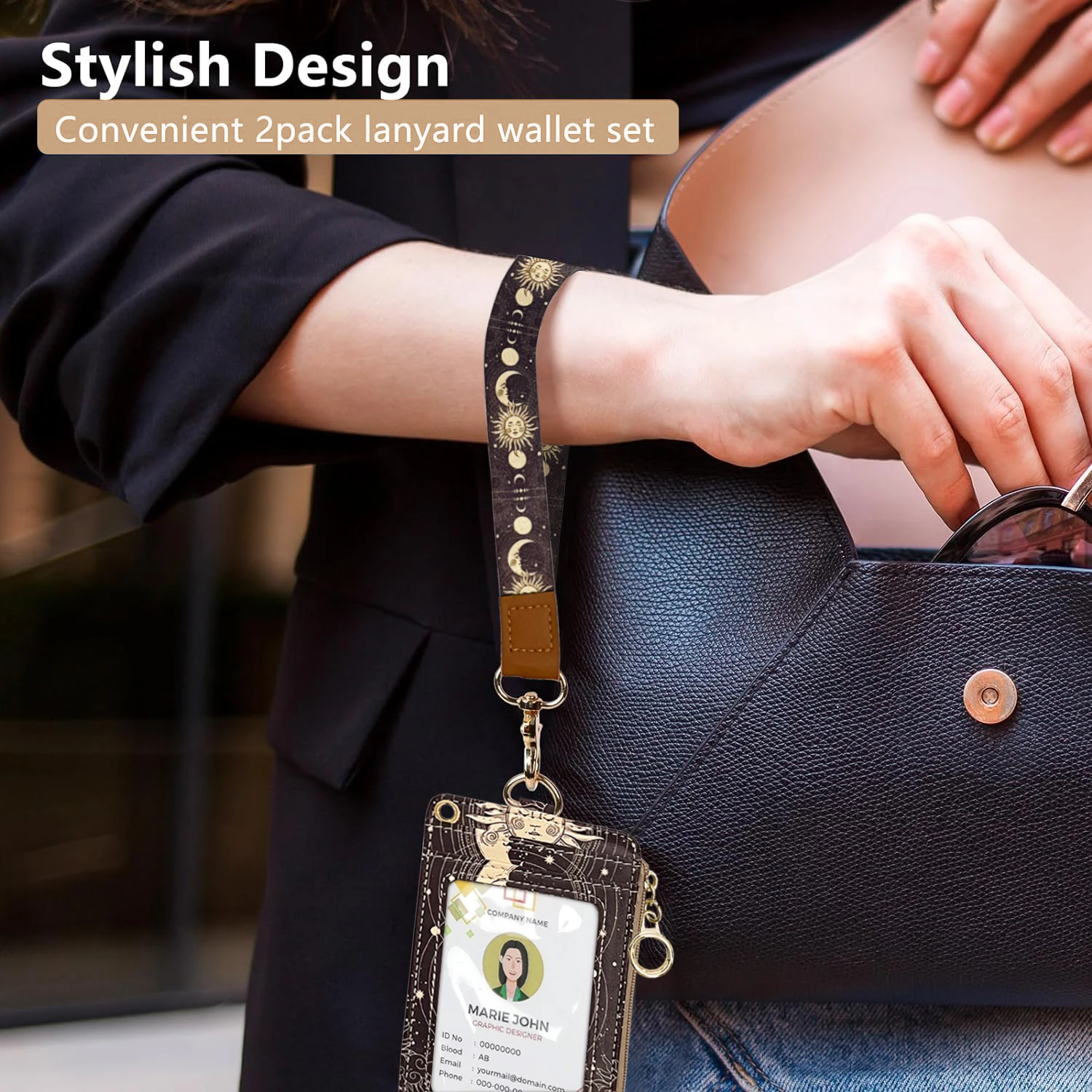 Кошелек на шнурке Sun and Moon шнурок в стиле бохо с кошельком держатель для ID бейджей