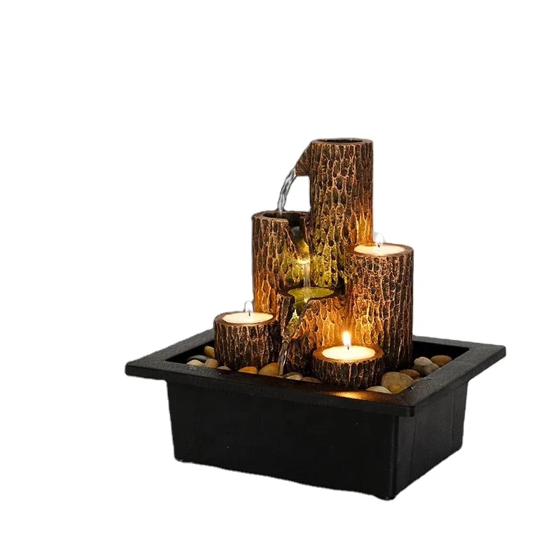 

Indoor Decor Stump Water Feature Resin Pouring Tabletop Fountain