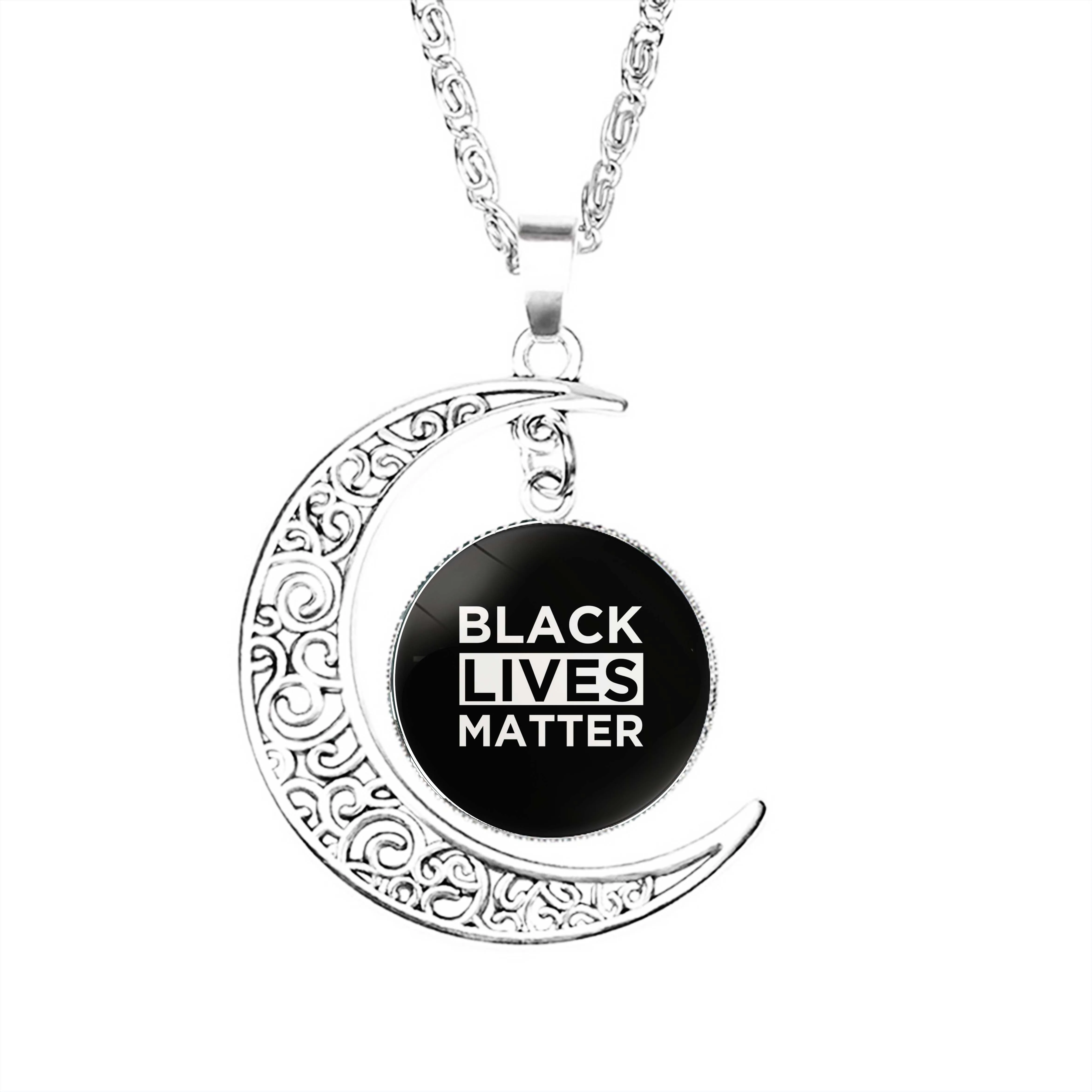 

Цепочка из нержавеющей стали для мужчин и женщин, ожерелье в виде месяца с изображением черной живой материи, звездного полумесяца, аксессуары для мужчин и женщин