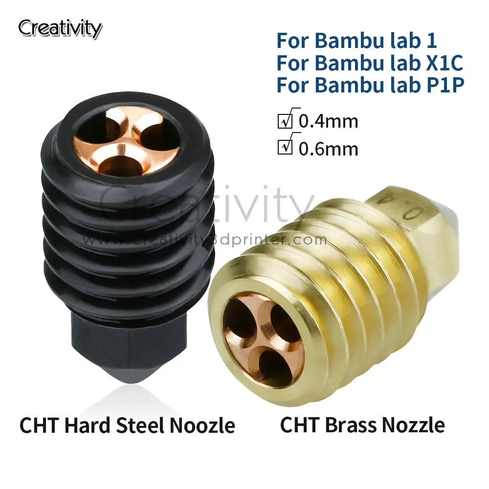 Высокопроизводительная насадка CHT для Bambu Lab X1/X1, углеродистая сталь 500℃, насадки из твердой стали, подходит для 3D-принтеров Bamboo Bambulabs P1P/P1S, горячий конец, Hotend Высокопроизводительная насадка CHT для Bambu Lab X1/X1, углеродистая сталь 500℃, насадки из твердой стали, подходит для 3D-принтеров Bamboo Bambulabs P1P/P1S, горячий конец, Hotend