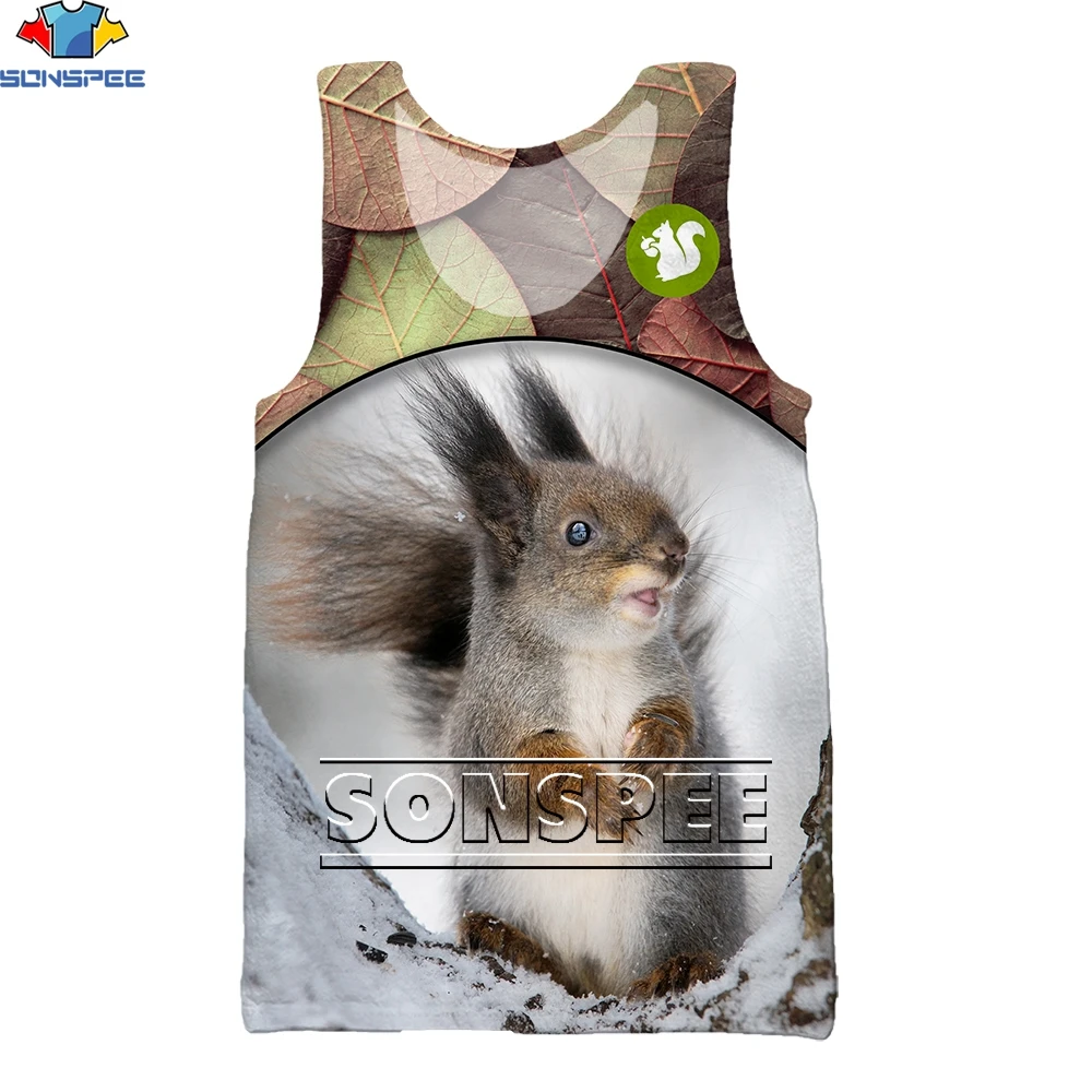 

Пляжный спортивный жилет SONSPEE с 3D рисунком животных, модный топ с рисунком листьев, животных, белки, мужская майка без рукавов