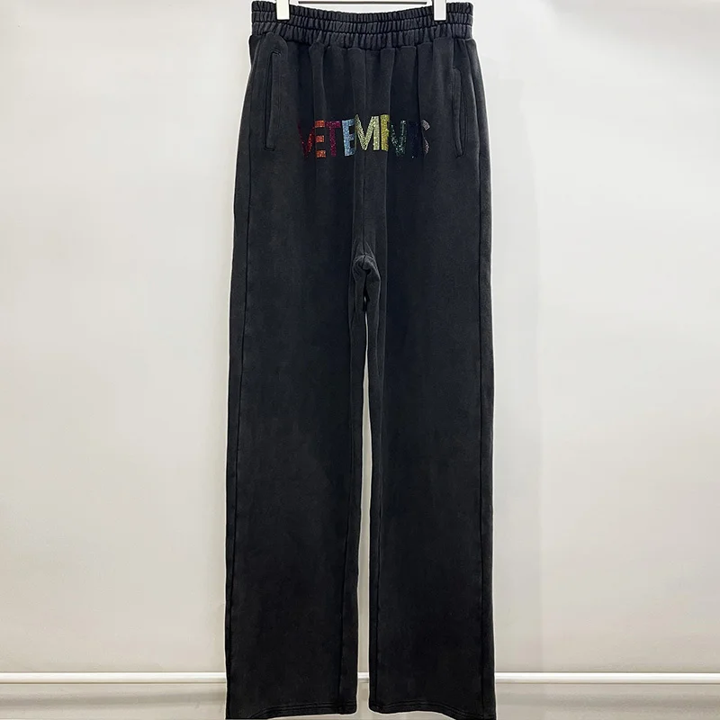 

Straight Trousers Tube Colorful Letters Mopping Pants Men Women 1:1 VTM Cotton Terry Sweatpants