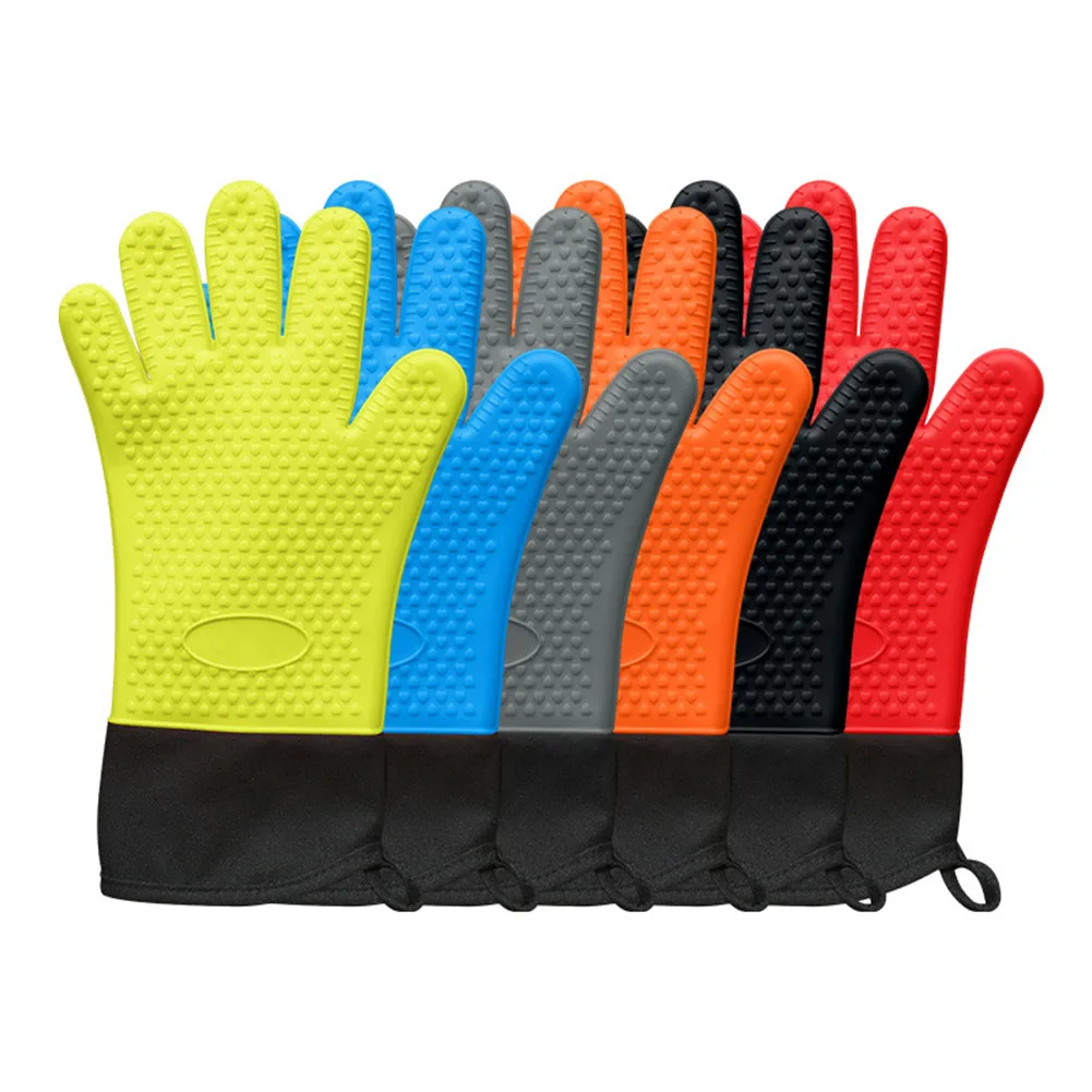 

Heat Resistant Oven Gloves,Oven Mitts BBQ Gloves, Kitchen waterproof Mittens, Cotton silicone Baking Mitts for Cooking Baking