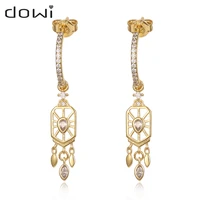 dowi bohemian full zircon piercing tassel chain drop earring for women mother fashion jewelry gift 2022 trend pink purple stone