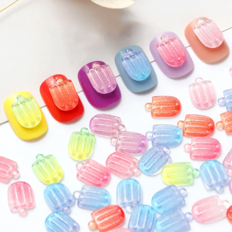 

60pcs/Bag 6 Colors Gradient Ice Cream Nail Art Rhinestones Mini Resin 3D For Summer Girl DIY Nail Art Decoration Accessories