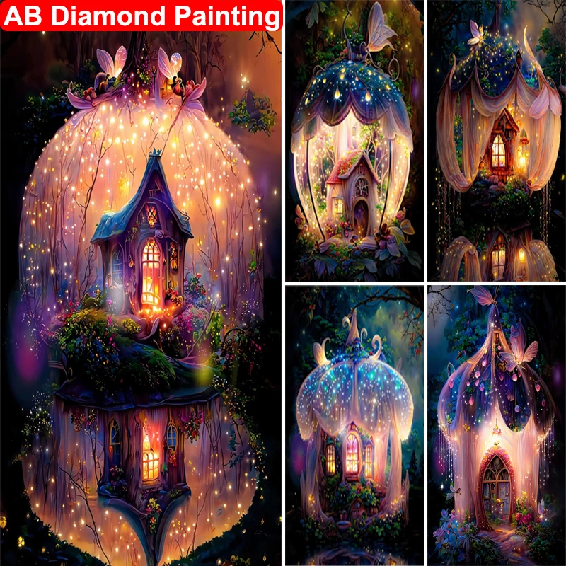 

Алмазная живопись AB Drill, дом Фэнтези 5D, алмазная вышивка, мозаика, пейзаж, наборы для вышивки крестиком, домашнее настенное искусство, Декор, ...