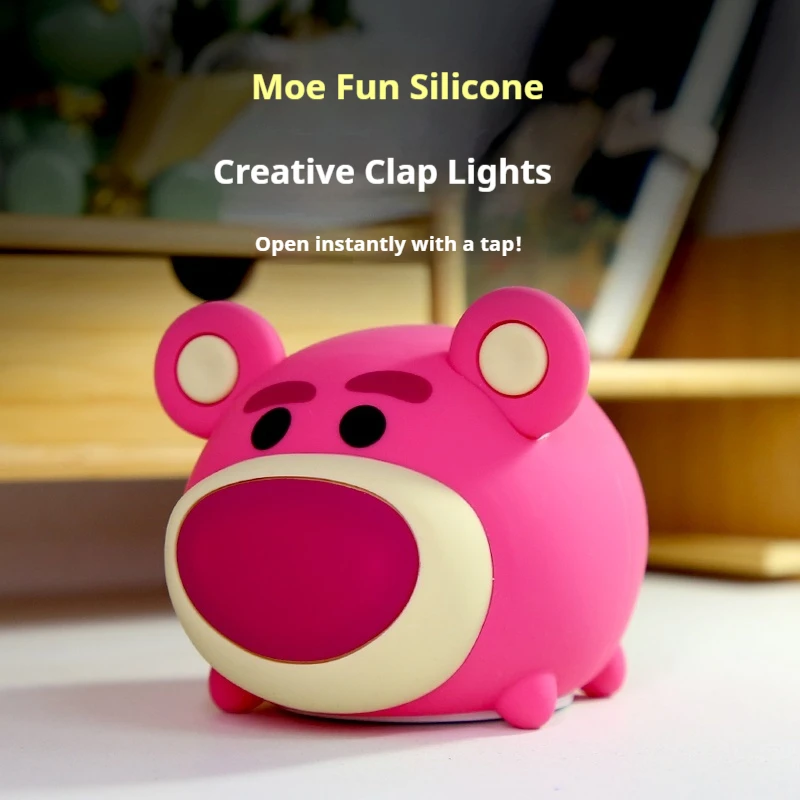 94 мм Дисней Клубничный Медведь Ночник Ручной Работы Похлопывание Силиконовый