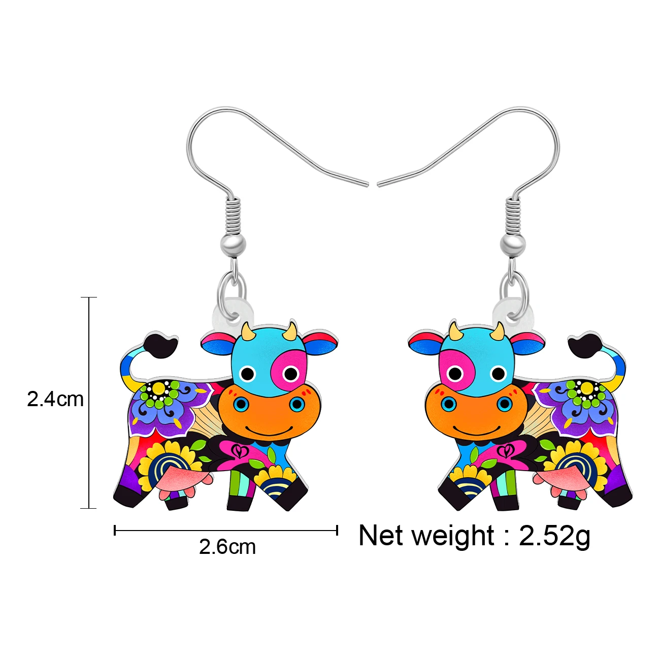 Bonsny Акриловые серьги-капельки цветочные коровьи