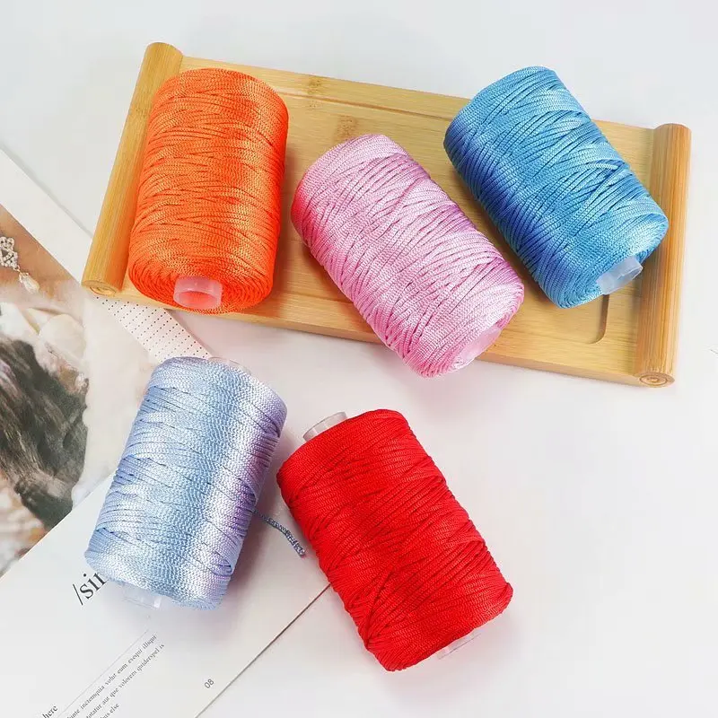 

1PC 125g 2.5mm Light viscose ice rope summer sun hat hand woven diy hook cushion hollow bright silk medium thick wool