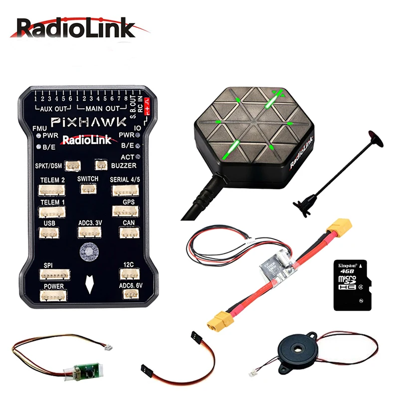 

Radiolink Pixhawk PIX APM Flight Controller Combo with GPS Holder M8N GPS Buzzer 4G SD Card Telemetry Module Mounting Foam