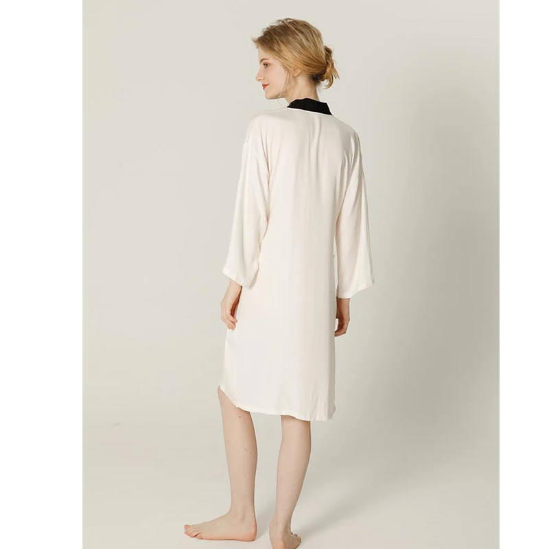 Solid Women's Kimono Summer Long Sleeve Thin Ladies Dressing Gown Pockets Oversize Long Sleepwear Elegant Bathrobe For Female