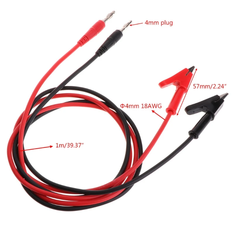 

2pcs 4mm Banana Plug to Crocodile Alligator Clip Test Probe Lead Wire Cable 1m Drop Shipping
