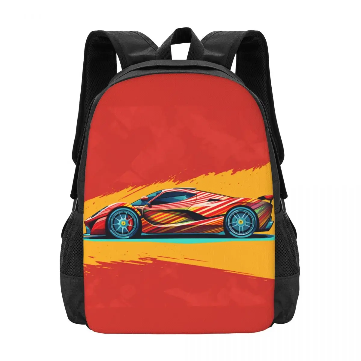 

Passionate Sports Car Backpack Multicolored Retro Student Polyester Travel Backpacks Durable Casual School Bags Rucksack
