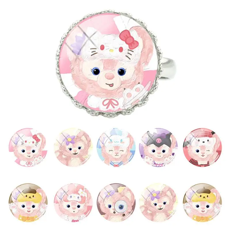 

Disney New Family Menber LinaBell Hand Drawn Image Glass Rings Star Dew Crown Ring for Decoration Creative Design Jewelry FWN667
