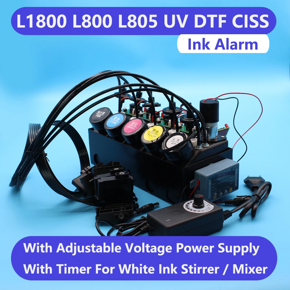 

UV DTF Ink CISS With Stirrer Ink Alarm Timer Adjustable Voltage Power Tank For Epson L1800 L805 Printer Modify UV LED Ink System