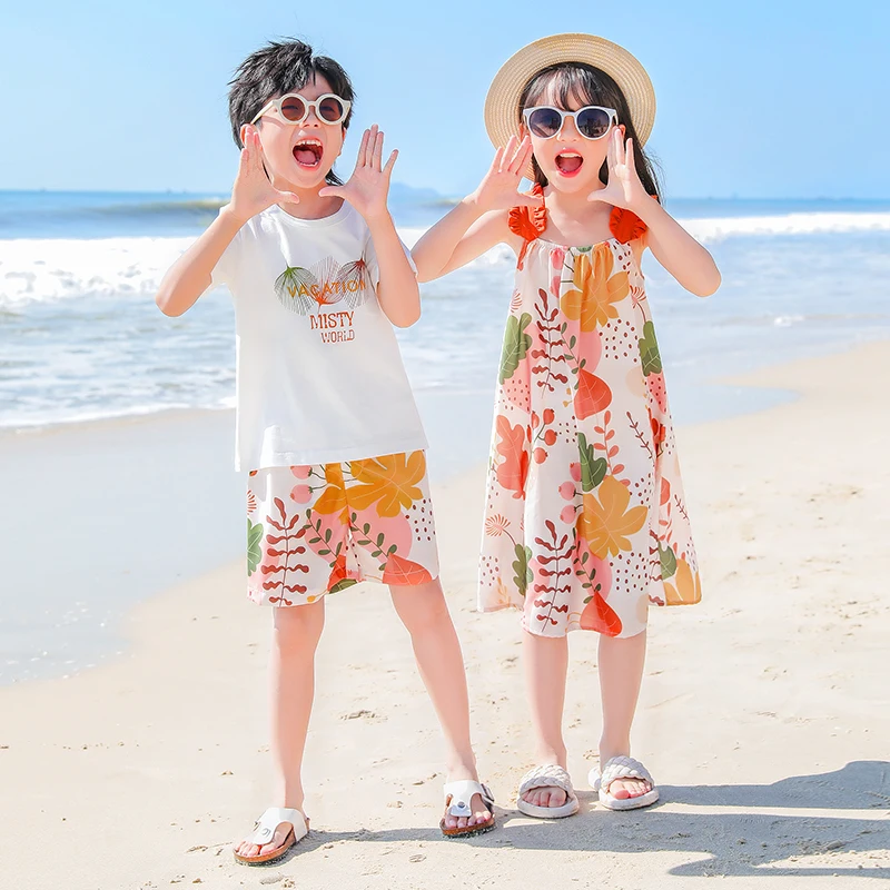 Одинаковые Семейные наряды летнее пляжное платье с цветочным рисунком Женский