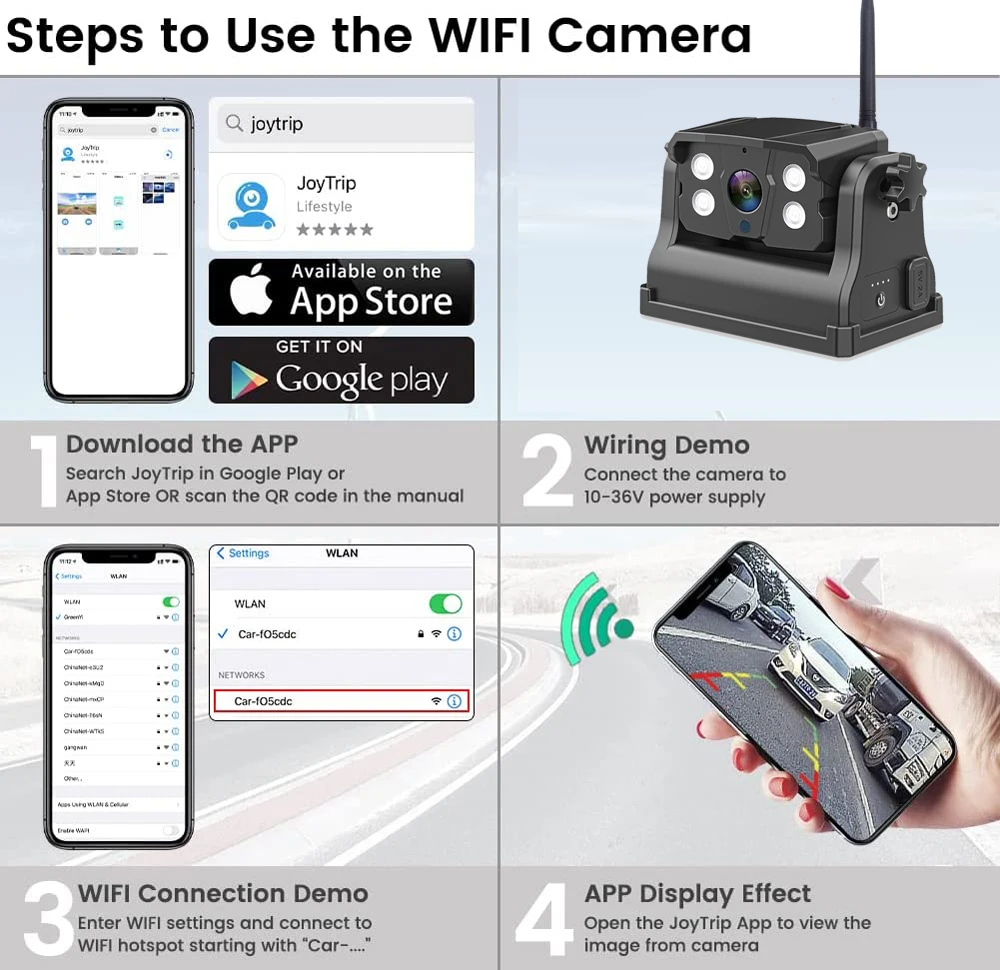iPoster Беспроводная Wi-Fi резервная камера сцепления Joytrip APP Магнитная база 9600 мА