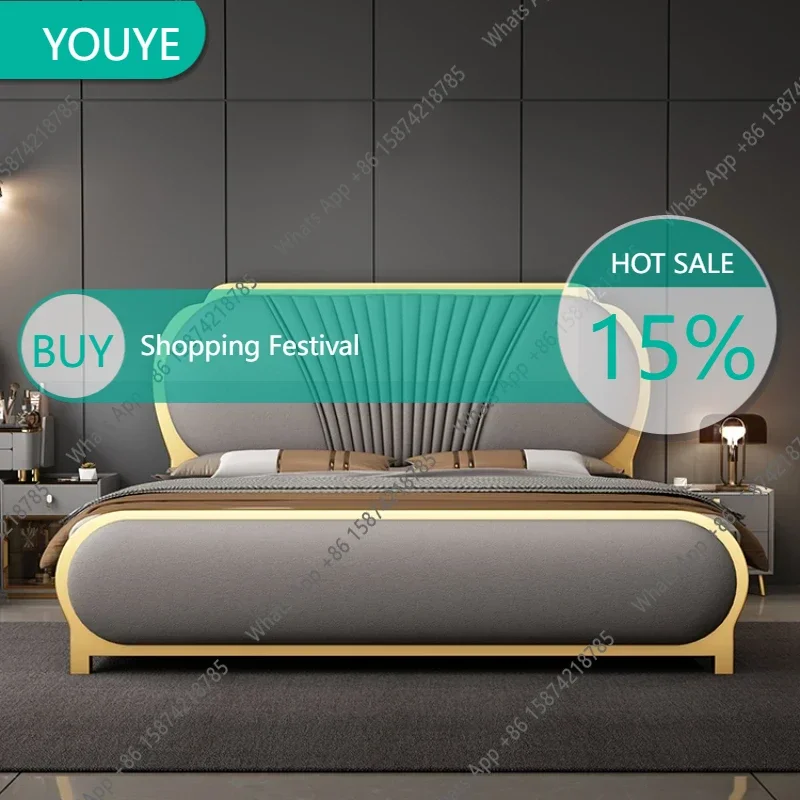 Фото Кровать двуспальная X Aesthetic Base, размер King Size, недорогая, стильная, современная, размер Queen, роскошная, в скандинавском стиле, мебель для спальни, кровать для двоих №1