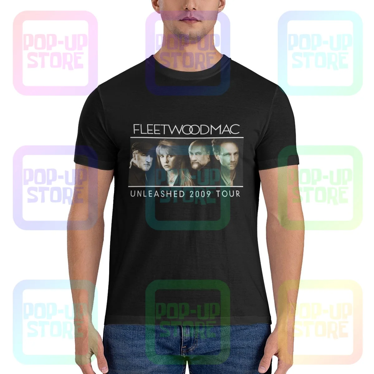 Классическая хлопковая Футболка Fleetwood Mac 2009 с развязанным орнаментом для тур