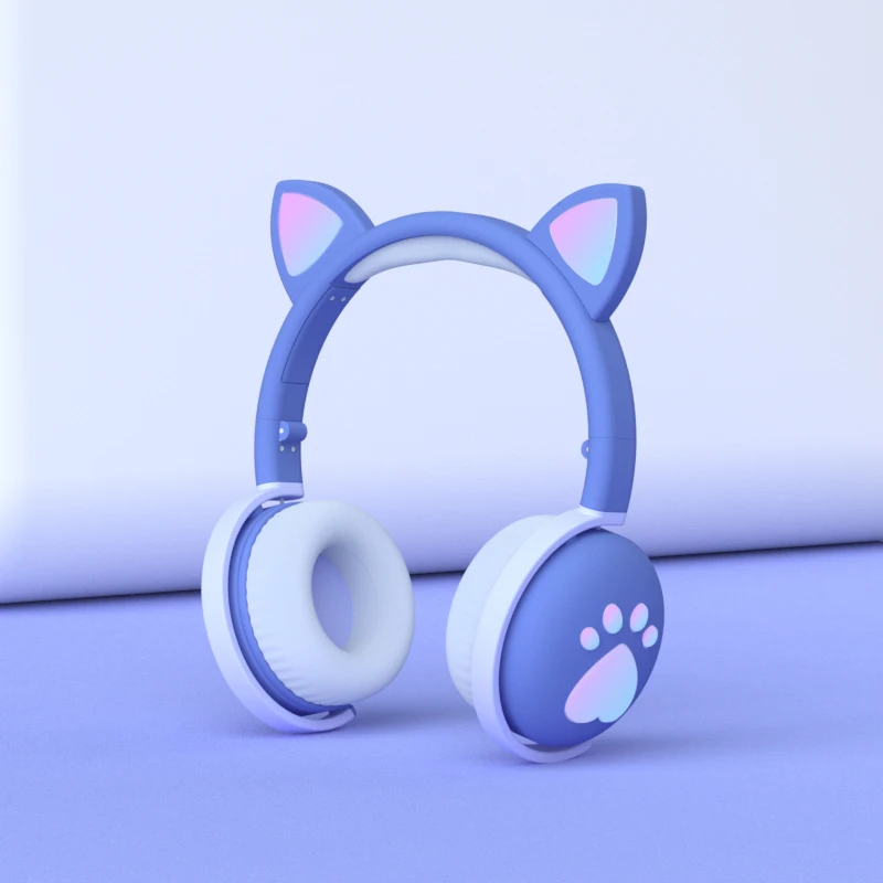 Flashing LED 5.0 Cute Cat Ears Headphones Bluetooth Wireless Headset with Mic TF FM Kid Girl Stereo Music Earbud Earphone Gift enlarge