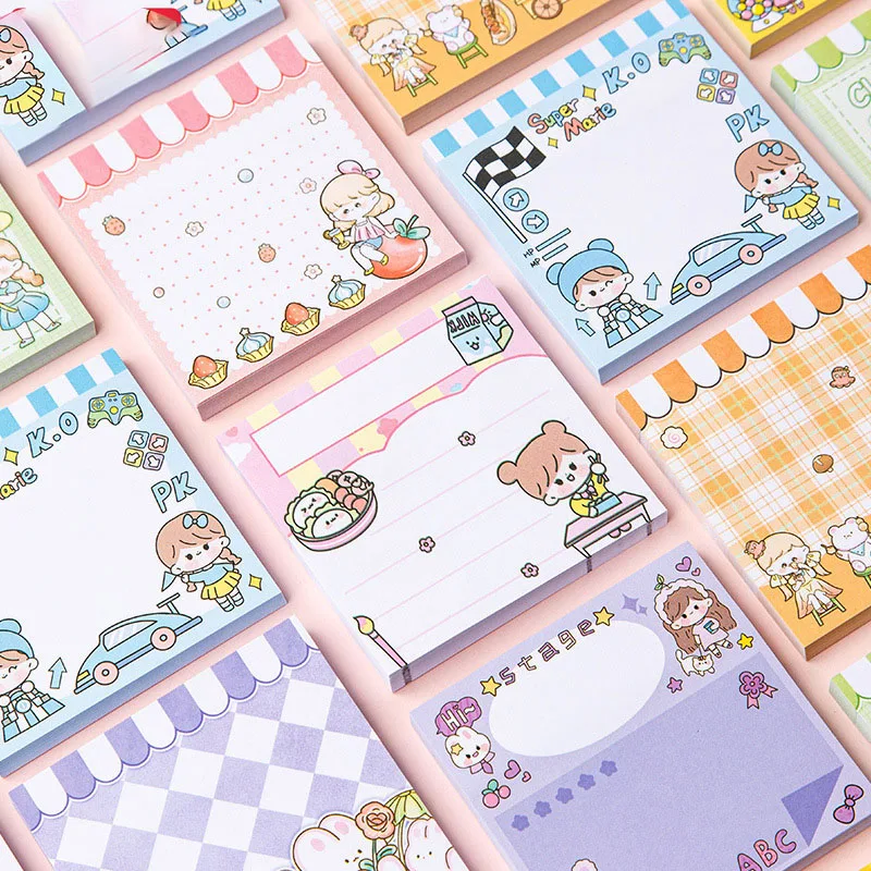

80Sheets Cartoon Sticky notes Pads Kawaii Stationery Paper Stickers Posted It Memo Notepad Notebook School Office Accessories