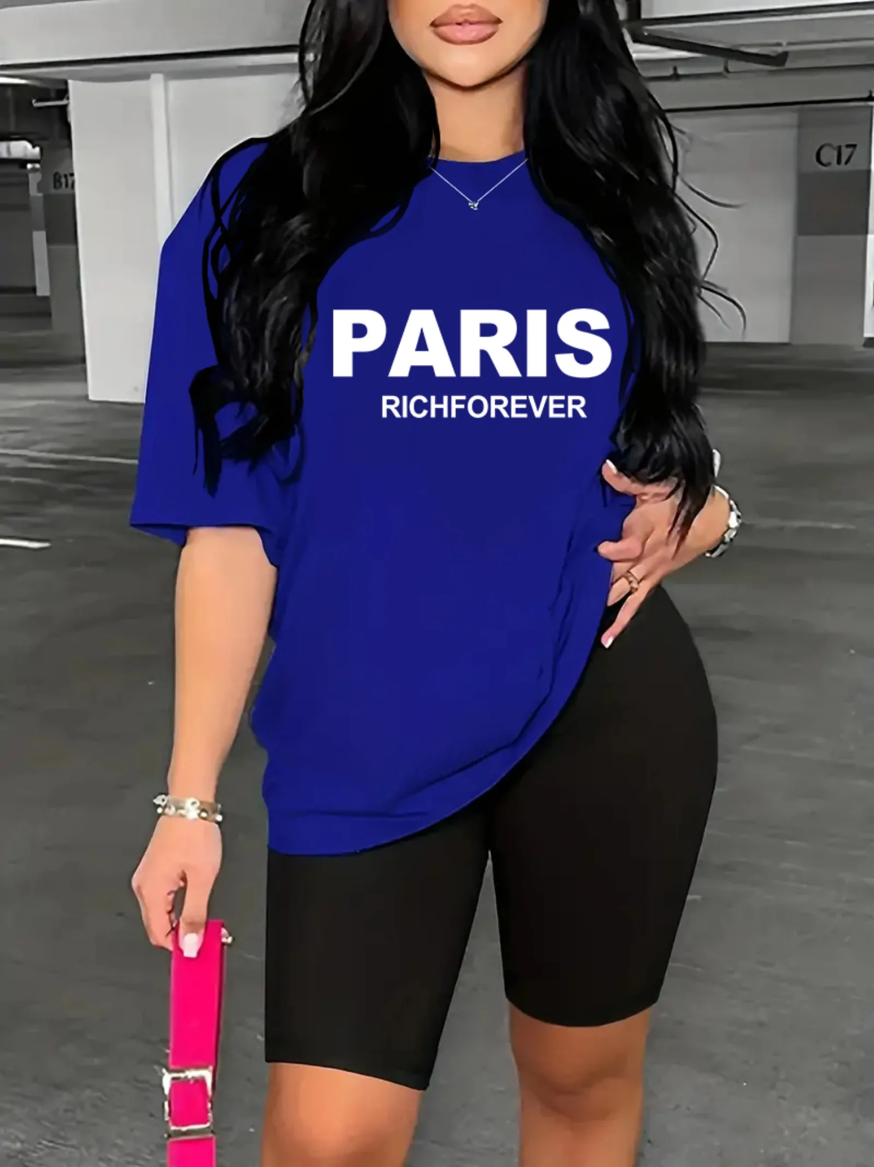 Женский комплект из футболки и шортов с принтом Paris Rich Forever