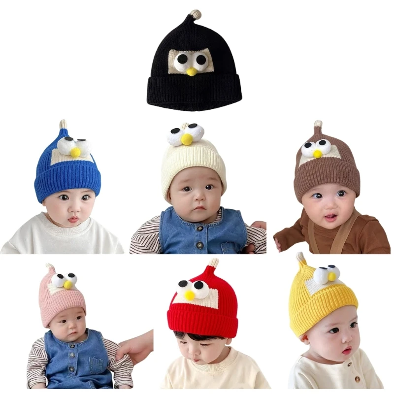 

Милая детская вязаная шапка с большими глазами, шерстяная шапочка для младенцев, ветрозащитный головной убор