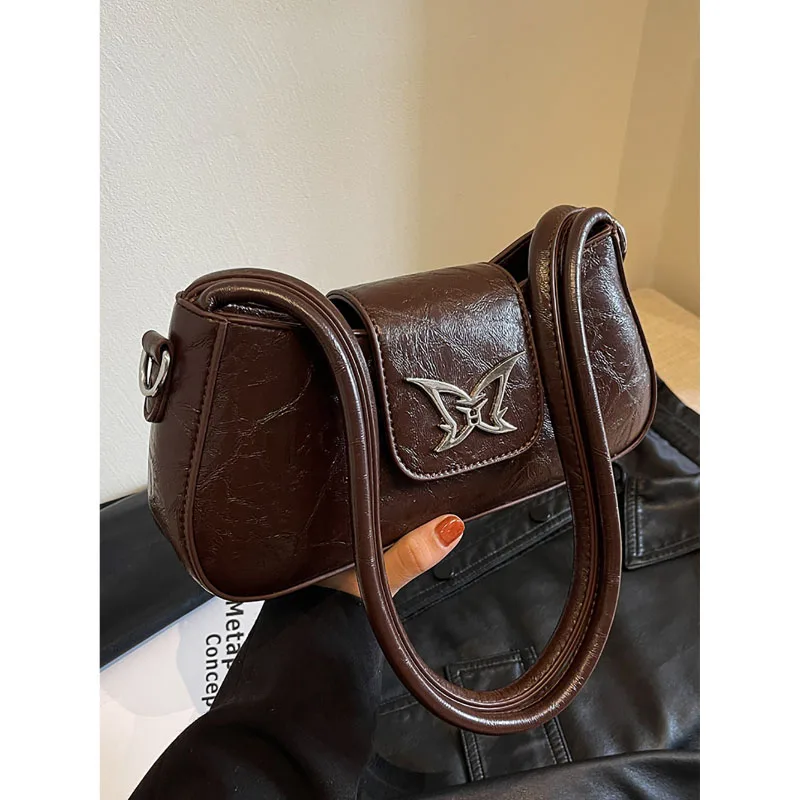 

merican Retro Bow Underarm Bag Fashion Pop Texture Women Autumn Winter 2023 New Shoulder Bag Niche Design Explosive Handbag