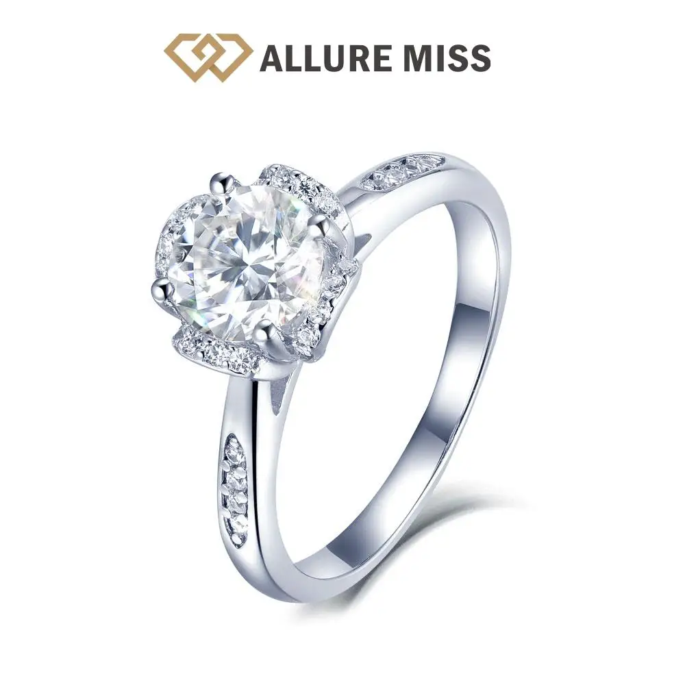

Moissanite Passed Diamond Test Elegant 100% 925 Sterling Silver Simplicity Rings forWomen Round Brilliant Cut White Gemstone VVS