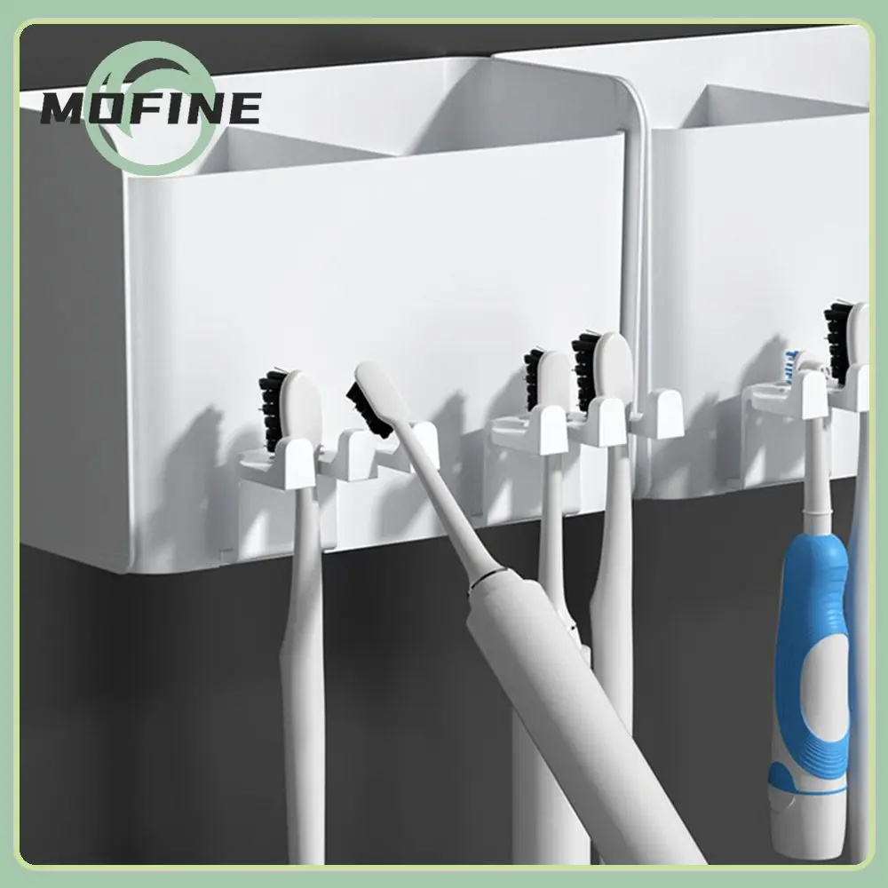 

Wall Mounted Storage Rack Toothbrush Set White Toothbrush Holder Traceless Creative Storage Box Bathroom Accessories Toilet
