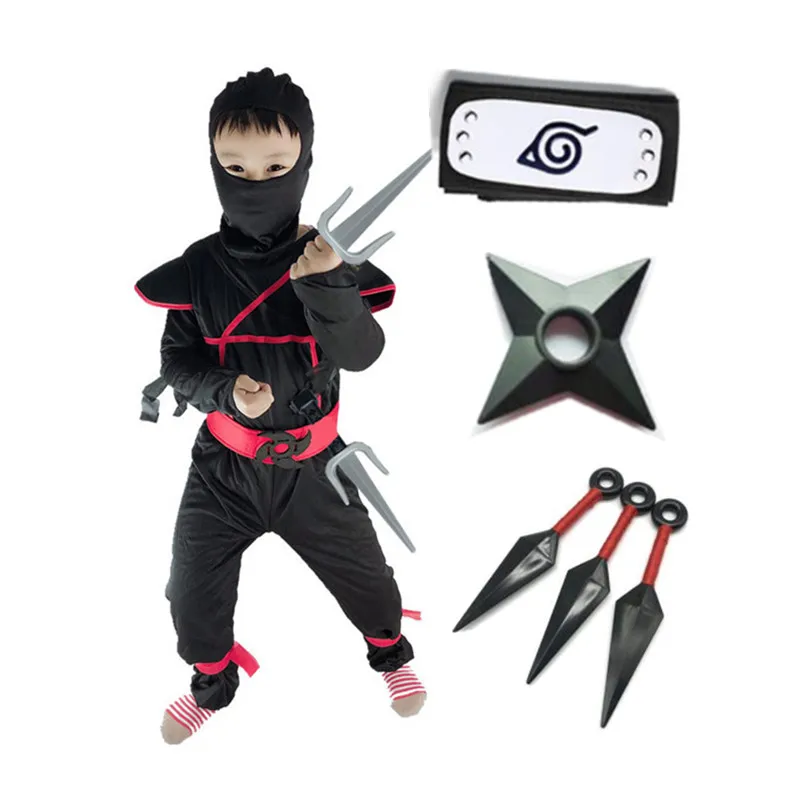 Geburtstag Jungen Kinder Ninja Cosplay Kostüm Dolch Darts Spielzeug Halloween Kinder Swordsman S-XXL Kleidung